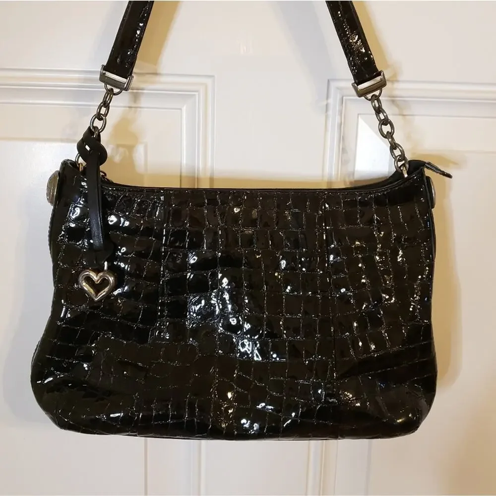Brighton Black Alligator Leather Shoulder Bag